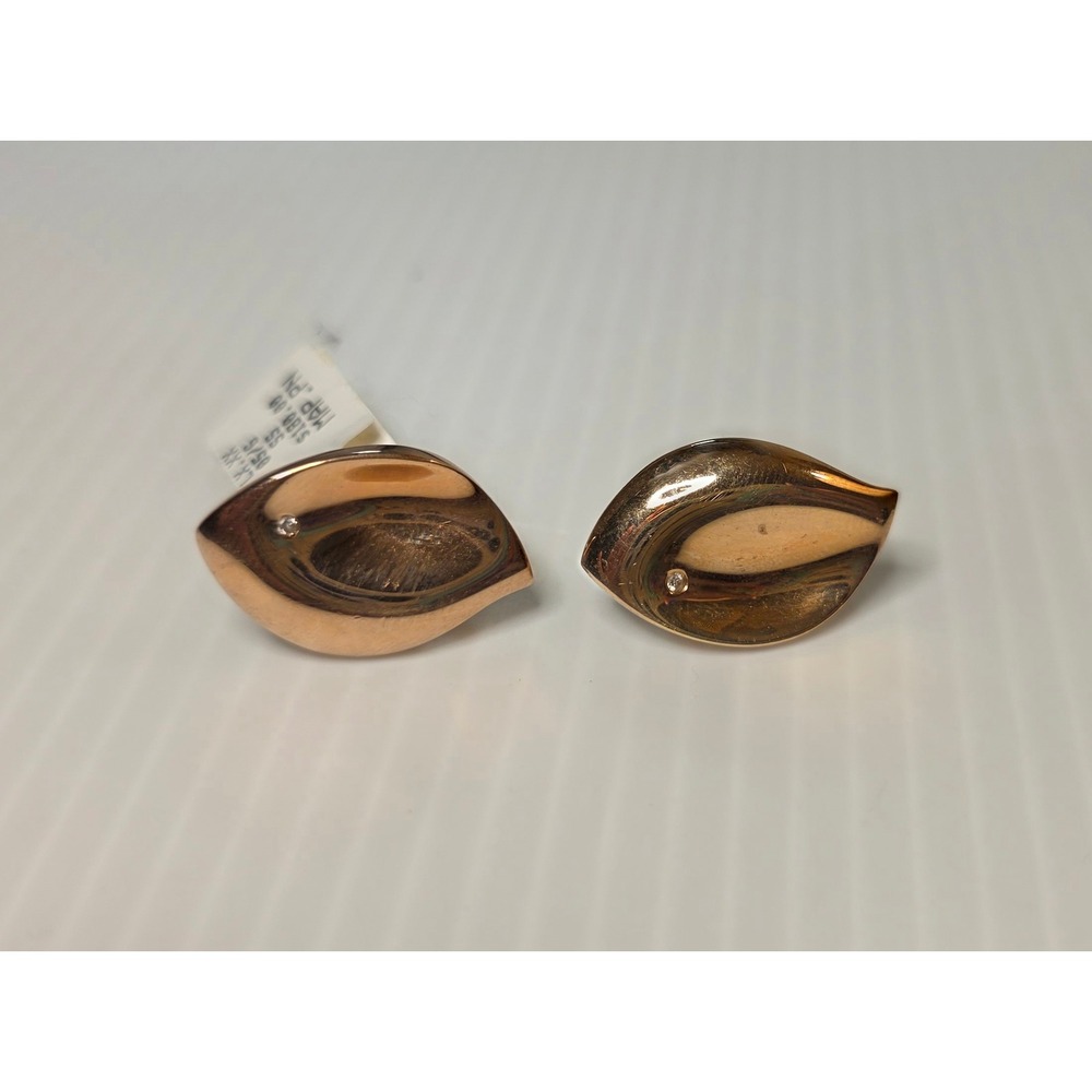 Charles Garnier Paris Rose Gold Vermeil 925 Silver Leaf Earrings Broken Post